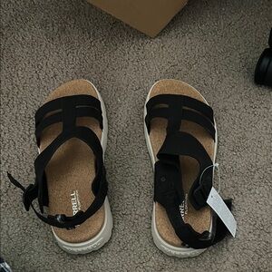 Merrell Black and Cork-Style Sport Sandals
